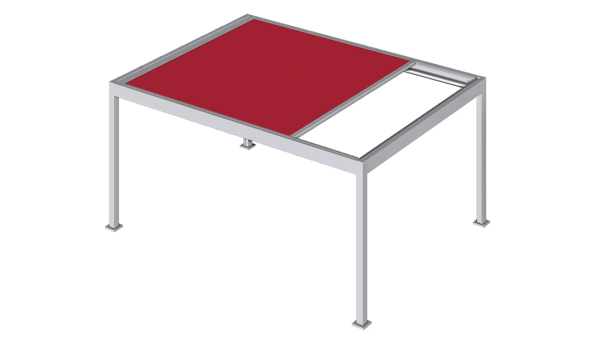 3D-Rendering einer modernen Pergola mit rotem Dach